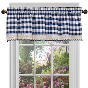 Buffalo Check 14 in. L Polyester/Cotton Window Curtain Valance in Navy