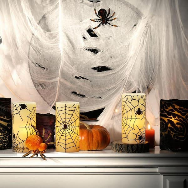 3 Pack 3 x 6 in. Halloween Flameless LED Pillar Candles:Timer