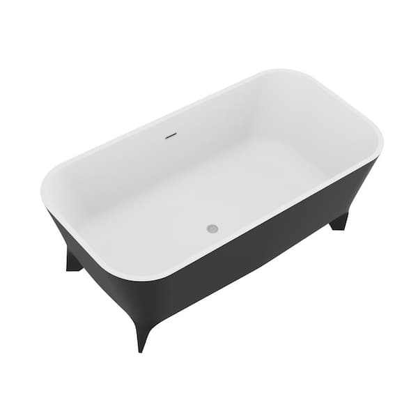 ANZZI Nightshade Series 63 in. x 32 in. Soaking Freestanding Bathtub with Center Drain in Matte Black Exterior and Feet