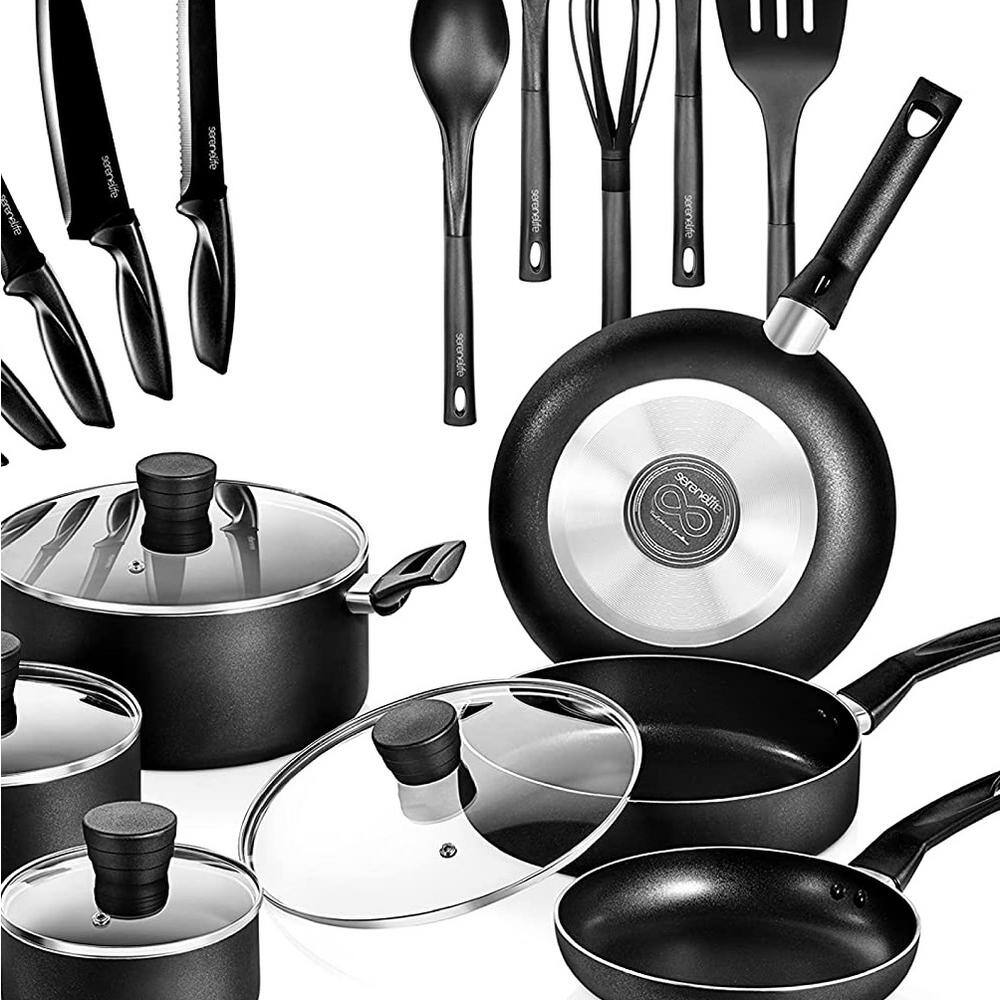 SereneLife 20 - Piece Non-Stick Aluminum Cookware Set