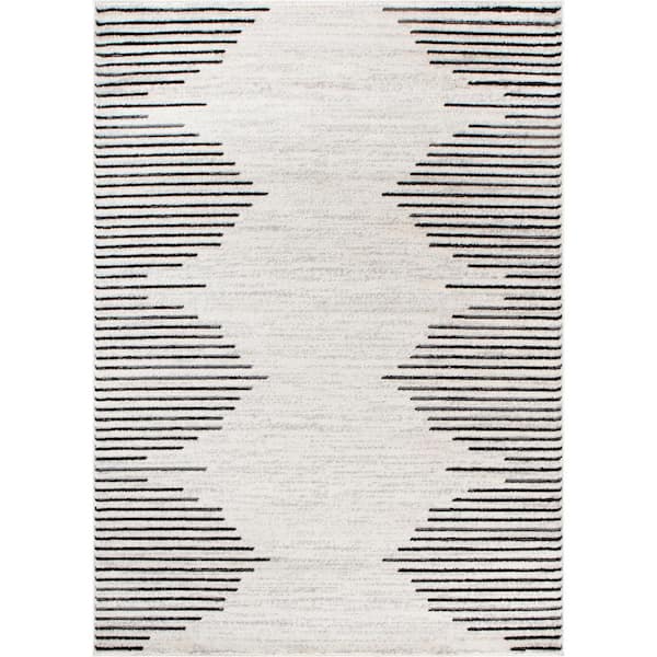 Fulton 4 ft. x 6 ft. Cream Bohemian Stripe Area Rug