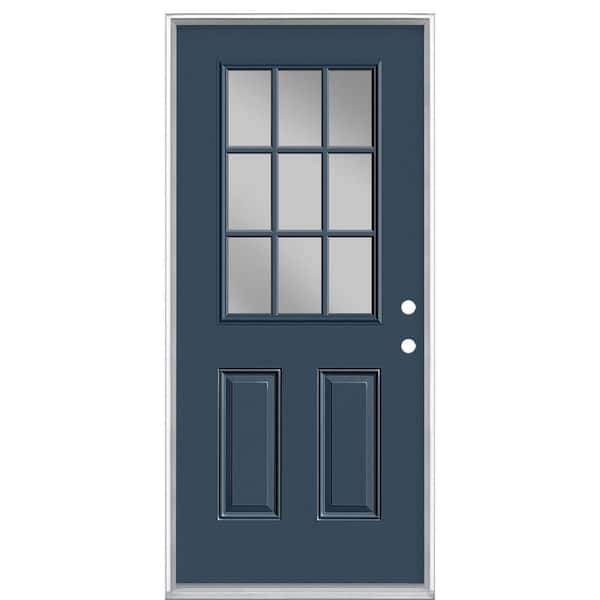 Masonite 36 in. x 80 in. 9 Lite Left Hand Inswing Painted Steel Prehung Front Exterior Door No Brickmold