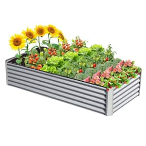 96 in. x 48 in. x18 in. Silver Metal Raised Garden Bed