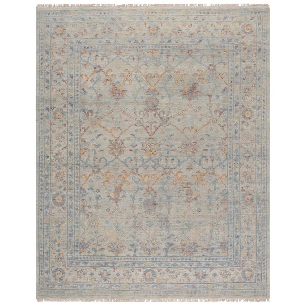 Izmir 8 ft. x 10 ft. Gray/Rust Distressed Border Area Rug