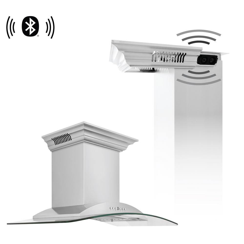 30 in. 400 CFM Ducted Vent Wall Mount Range Hood in Stainless Steel and Glass w/Built-in CrownSound Bluetooth Speakers price history on PriceWatchPro