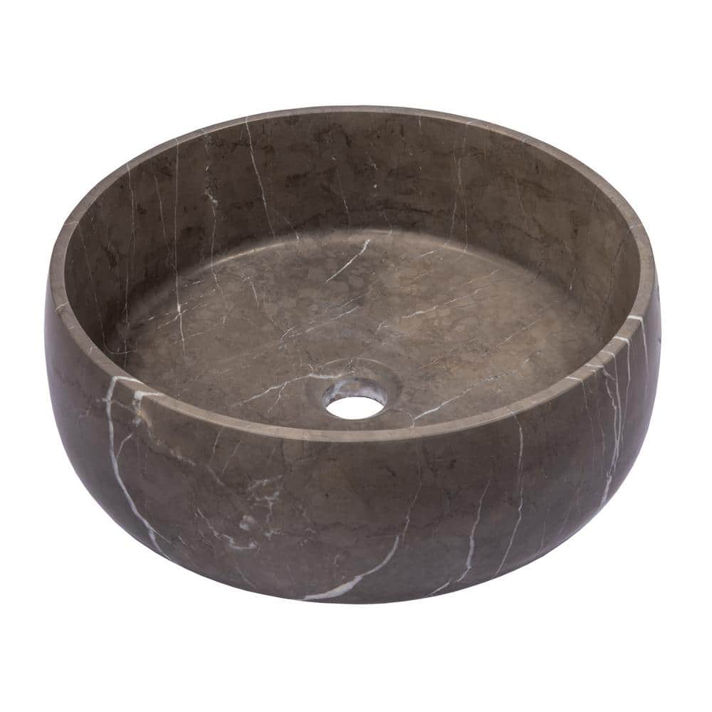 Eden Bath Rounded Vessel Sink in Pietra Grey Marble, Gray -  EB_S057PI-H