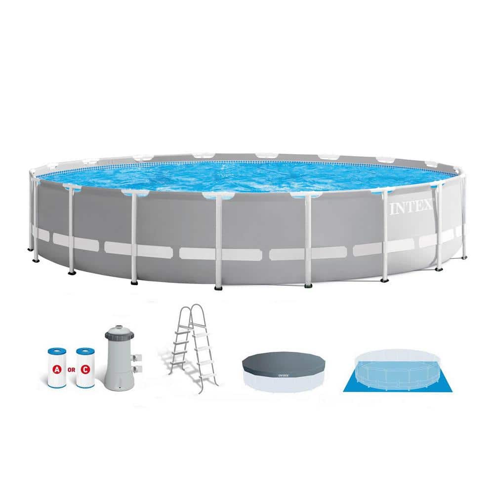 Omgekeerde begaan seinpaal Intex 18 ft. x 48 in. Prism Frame Above Ground Swimming Pool Set with Pump  26731EH - The Home Depot