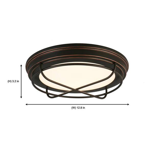 hampton bay 13 in led flush mount oil rubbed bronze