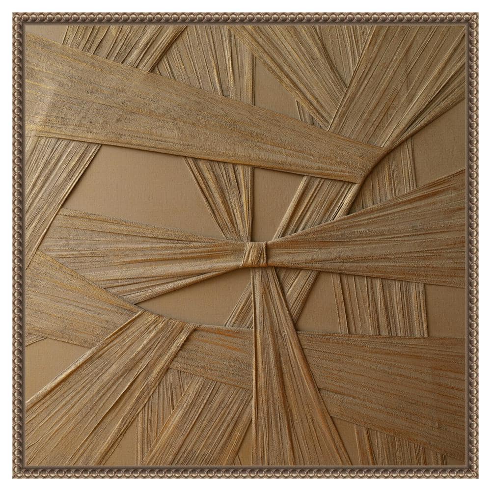 Golden Desert Abstract Canvas Art with Bronze Floater Frame