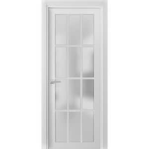 3312 18 in. x 80 in. Universal Handling Frosted Glass Solid Core White Finished Pine Wood Single Prehung Interior Door