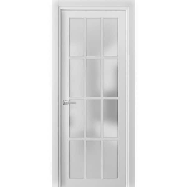 Sartodoors 3312 42 in. x 80 in. Universal Handling Frosted Glass Solid Core White Finished Pine Wood Single Prehung Interior Door
