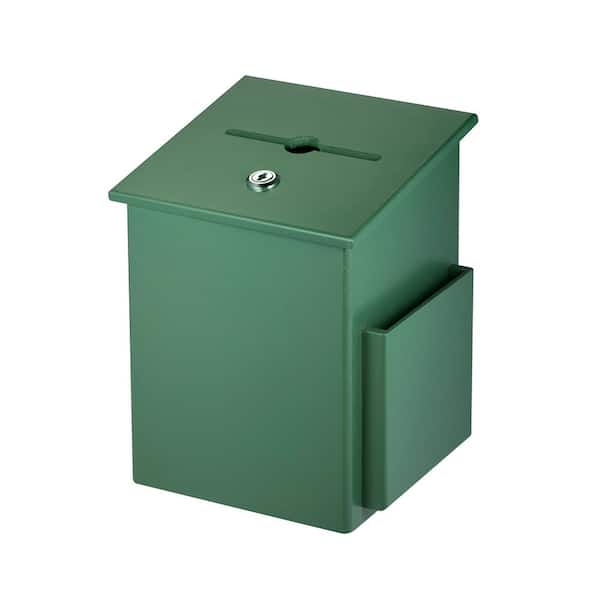 AdirOffice Squared Wood Locking Suggestion Box, Green