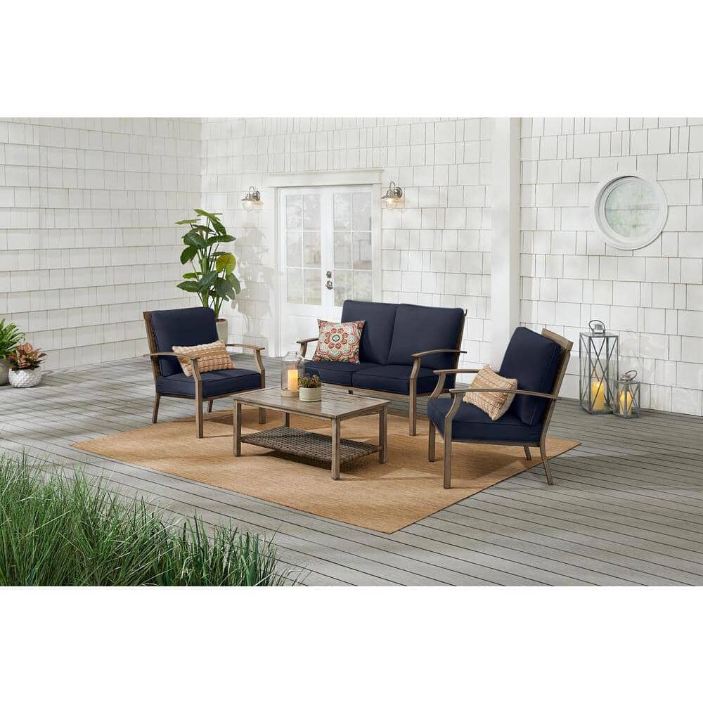Hampton Bay Geneva 4Piece Wicker Outdoor Patio Conversation Deep