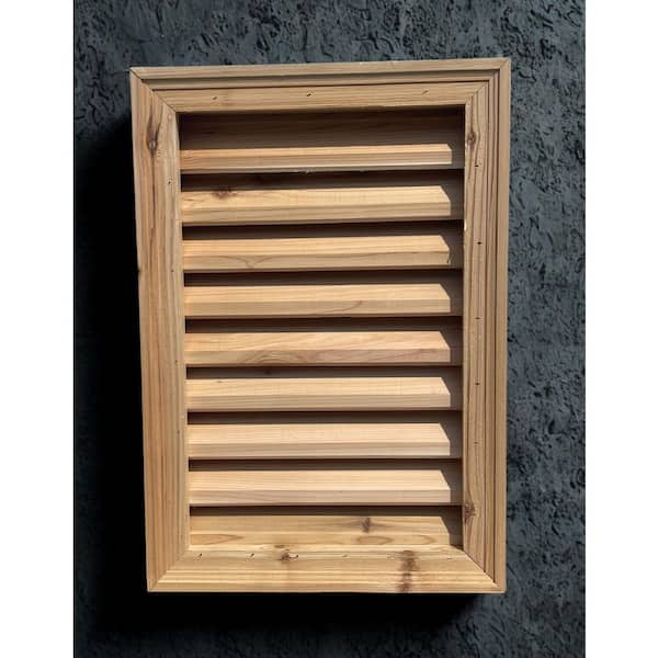 16 in. x 24 in. Rectangular Wood Built-in Screen Gable Louver Vent W/ Brickmould trim