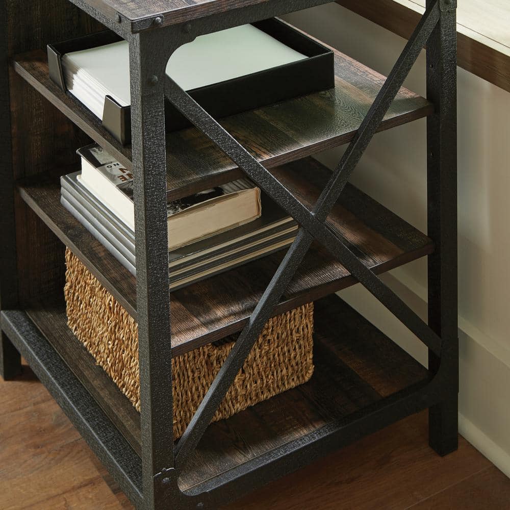 Carbon Oak Industrial 3-Drawer Lockable Filing Credenza
