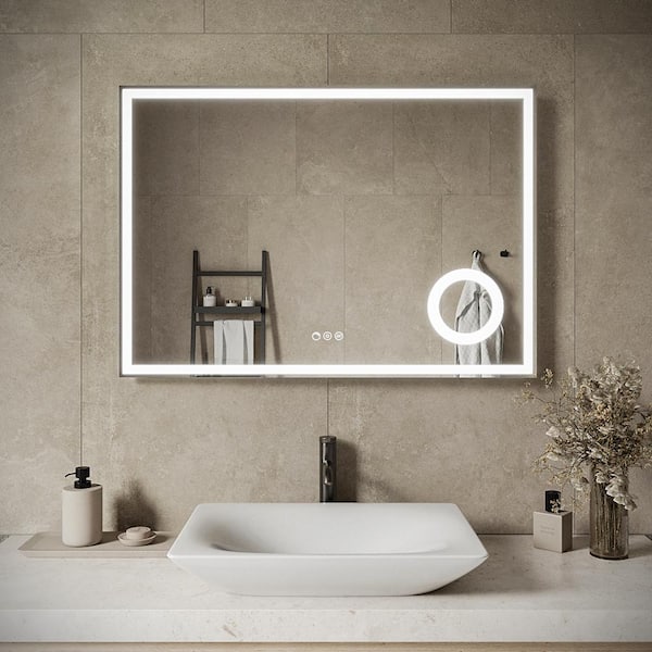 40 in. W x 28" H Rectangular Frameless LED Light Anti-Fog Dimmable Color Temperature Change Wall Bathroom Vanity Mirror