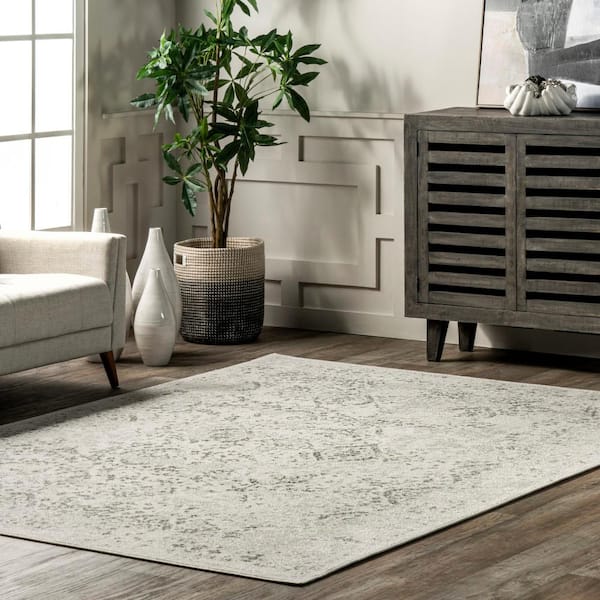 Odell Faded Vintage Area Rug Ivory 9 ft. x 12 ft. Area Rug