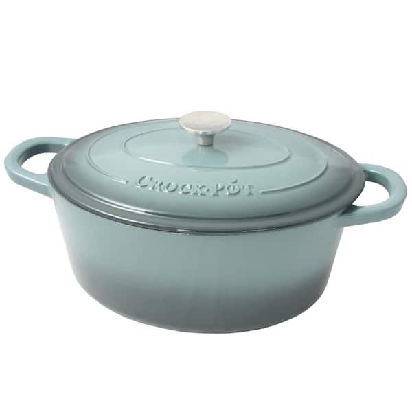Crock-Pot Artisan 7 qt. Oval Cast Iron Nonstick Dutch Oven in Slate Gray  with Lid 985100767M - The Home Depot