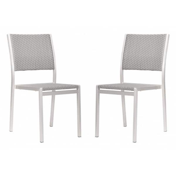 HomeRoots Julia Silver Metal Side Chair Set of 2