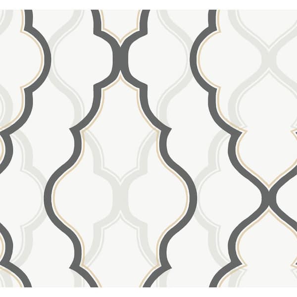 White and Black Double Damask Paper Unpasted Matte Wallpaper (27 in. x 27 ft.)