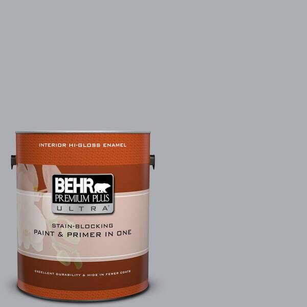 BEHR Premium Plus Ultra 1 gal. #760E-3 Gray Timber Wolf Hi-Gloss Enamel Interior Paint and Primer in One