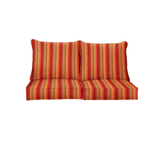SORRA HOME 22.5 in. x 22.5 in. Sunbrella Astoria Sunset Deep Seating Indoor/Outdoor Loveseat Cushion