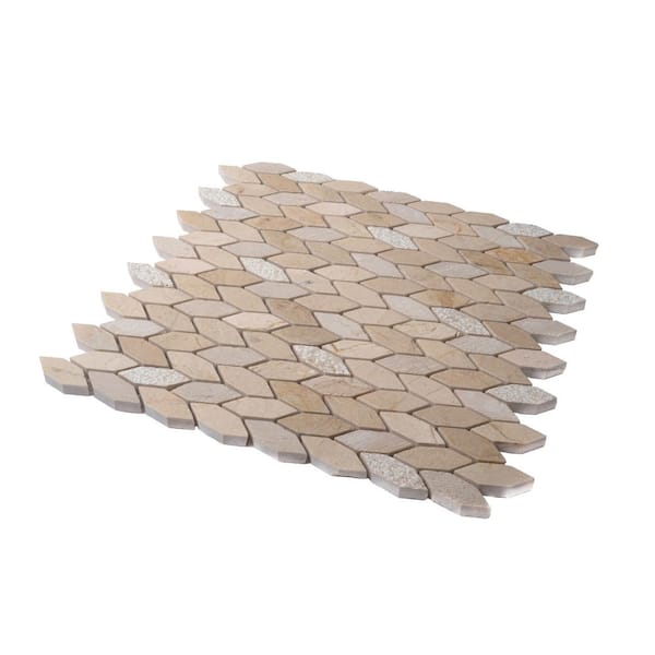 Apollo Tile Beige 11.8 in. x 12 in. Leaf Polished and Etched