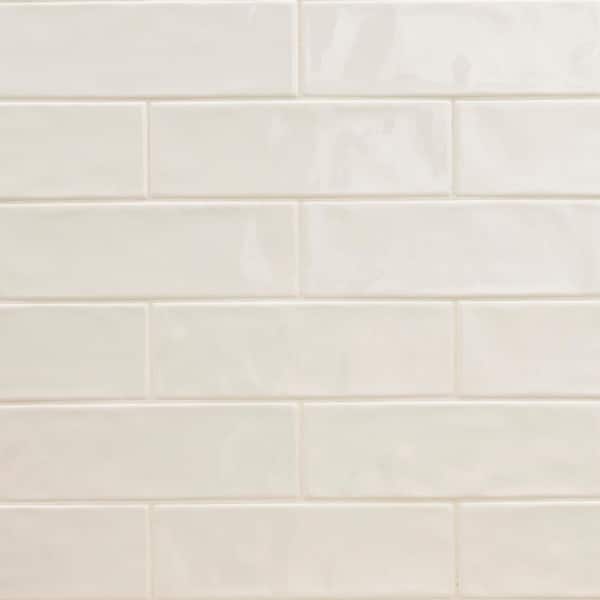 MSI Take Home Tile Sample - Citylights Crema 4 in. x 4 in. Glossy Ceramic White Subway Tile