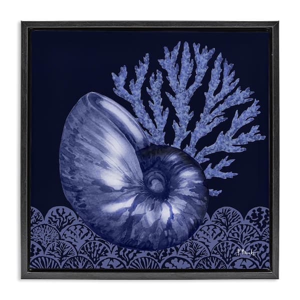 Stupell Industries Shadow Nautilus Shell by Paul Brent Black Floater Frame Coastal Graphic Art Print 25 in. x 25 in.