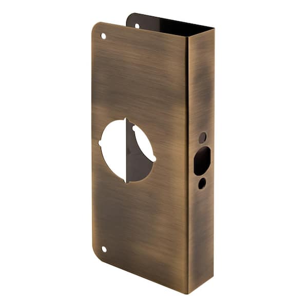 Prime-Line 1-3/8 in. x 9 in. Thick Solid Brass Lock and Door Reinforcer, 2-1/8 in. Single Bore, 2-3/8 in. Backset