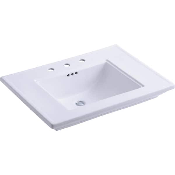 KOHLER Memoirs 30 in. Ceramic Countertop Sink Basin in White with Overflow Drain