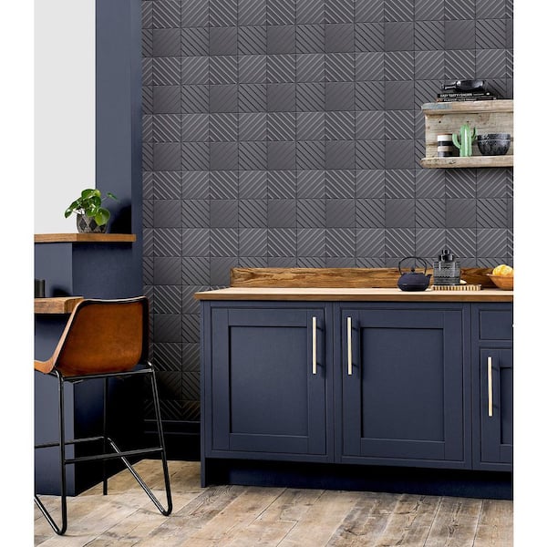 Randall Dark Grey Geometric Wallpaper Sample
