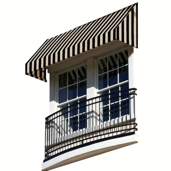 AWNTECH 4.38 ft. Wide New Yorker Window/Entry Fixed Awning (16 in. H x 30 in. D) Black/Tan