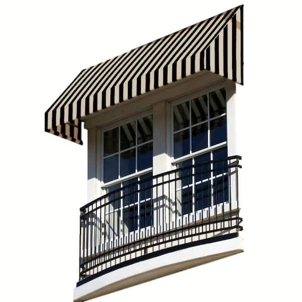 AWNTECH 8.38 ft. Wide New Yorker Window/Entry Fixed Awning (18 in. H x 36 in. D) Black/Tan