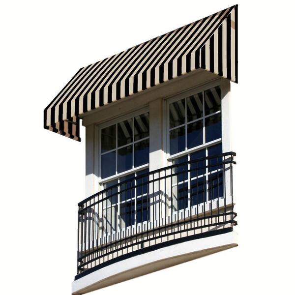 AWNTECH 8.38 ft. Wide New Yorker Window/Entry Fixed Awning (31 in. H x 24 in. D) Black/Tan
