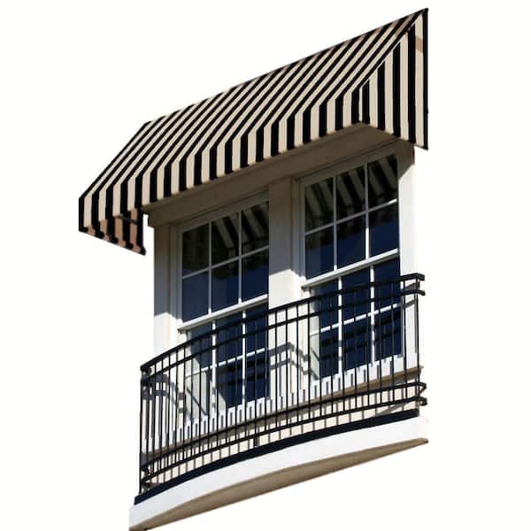 AWNTECH 3.38 ft. Wide New Yorker Window/Entry Fixed Awning (44 in. H x 24 in. D) Black/Tan