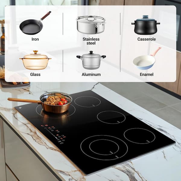 Sunmaki 30 in. 5 Elements Ceramic Electric Cooktop in Black