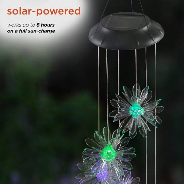 Alpine 28 in. Solar Color Changing Flower Mobile
