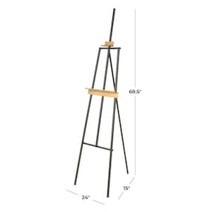 Black Metal Painter's Inspired Floor 4-Tier Easel with Gold Accents