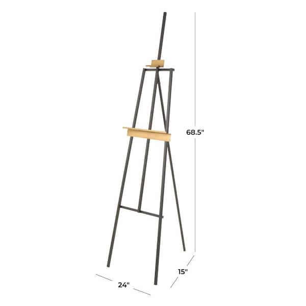 Litton Lane Black Metal Painter ft.s Inspired Floor 4-Tier Easel with Gold Accents