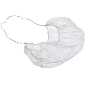 White Disposable Polypropylene Beard Net Covers with Elastic Bands (100-Piece)