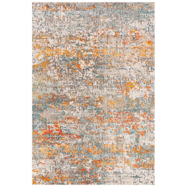 SAFAVIEH Madison Gray/Orange 4 ft. x 6 ft. Abstract Gradient Area Rug