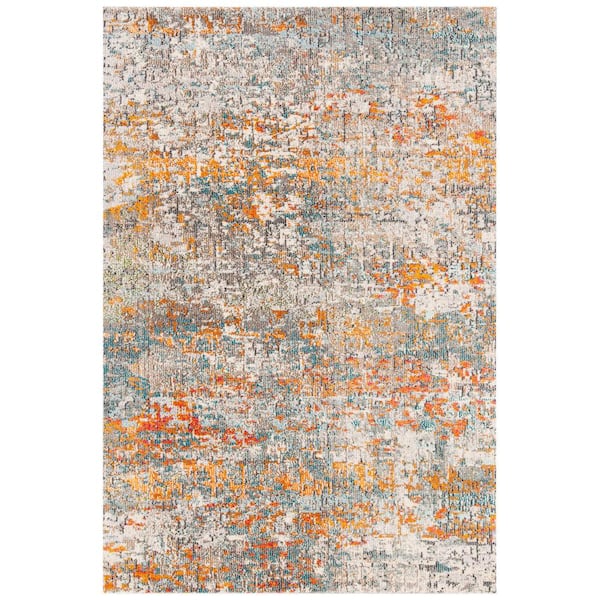 SAFAVIEH Madison Grey/Orange Doormat 2 ft. x 4 ft. Abstract Gradient Area Rug