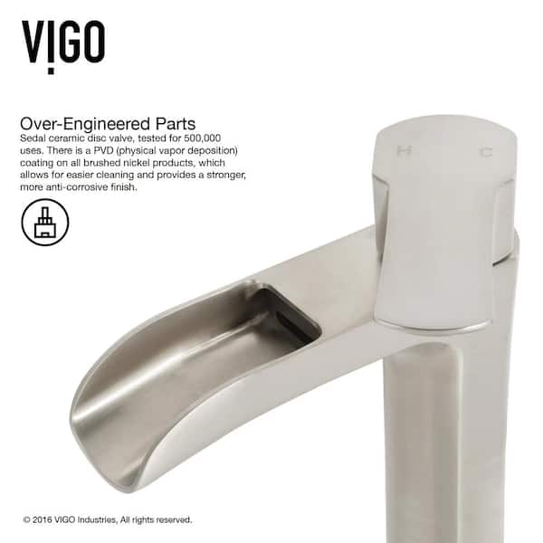 Dianthus White Matte Stone Vessel Bathroom Sink and Seville Bathroom Vessel Faucet in Brushed Nickel