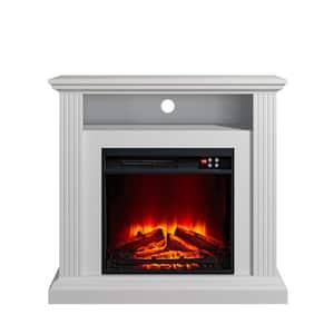 32 in. Freestanding Electric Fireplace in Off White