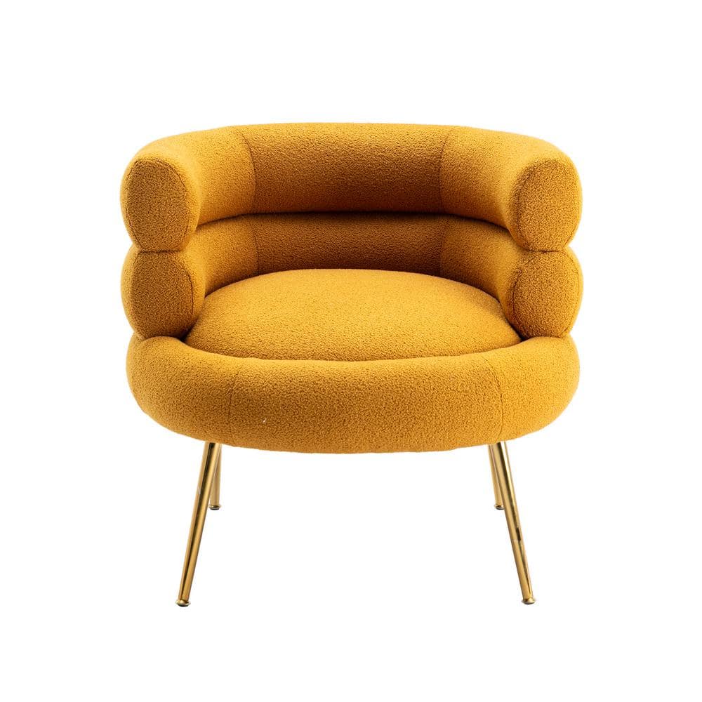 HOMEFUN Modern Leisure Mustard Yellow Accent Chair with Golden Feet