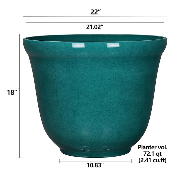 置物 Lime Emissary 22 in. D x 29 in. H Reef/Lime Ceramic Round Planter