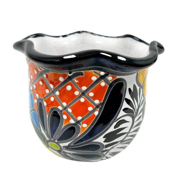 Unbranded 9.5 in. W x 7.5 in. H 5 qt. Talavera Large Wave Ceramic Indoor Planter