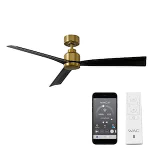 Clean 52 in. Indoor/Outdoor 3-Blade Smart Ceiling Fan in Soft Brass/Matte Black with Remote Control