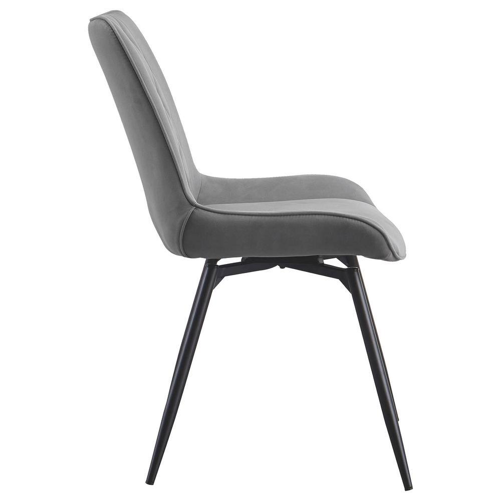 Gray Faux Leather Swivel Dining Chair with Metal Legs